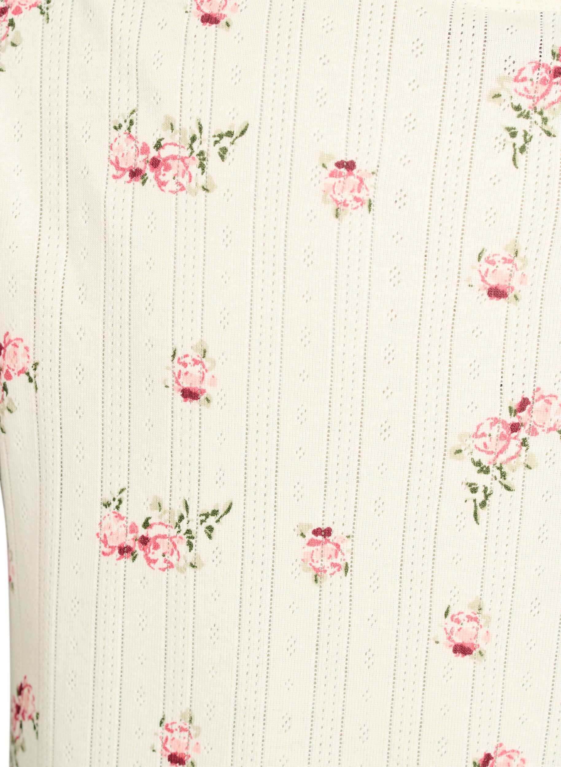 Zizzi Luomupuuvillainen pyjamapaita lyhyill&auml; hihoilla, Vanilja, Packshot image number 3