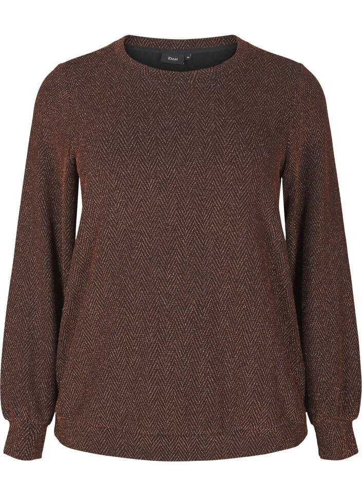 Pusero, jossa hohtava kuvio, Copper ZigzagShimmer, Packshot image number 0