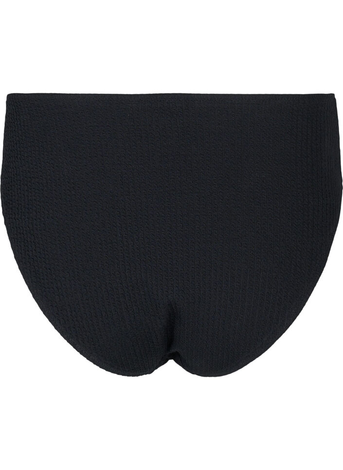 Korkeavyötäröinen krepattu bikinialaosa, Black, Packshot image number 1