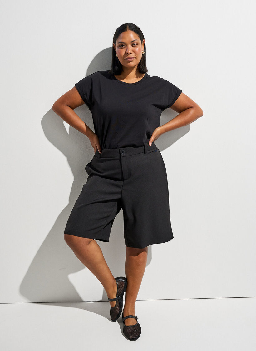 Lyhythihainen t-paita puuvillasekoitteesta, Musta, Image image number 0