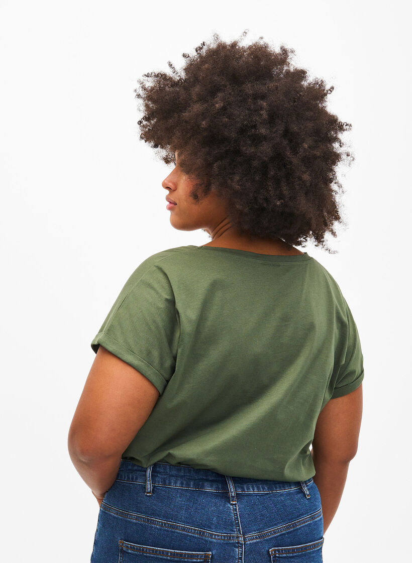 Orgaanisesta puuvillasta valmistettu T-paita kultaisella painatuksella, Thyme W. Free, Model image number 1