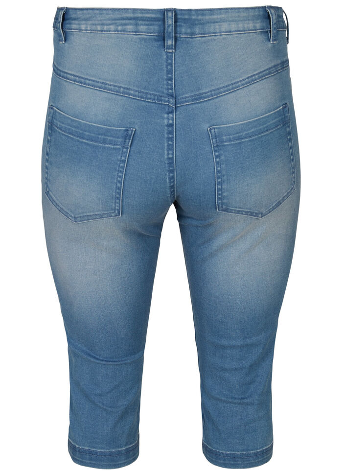 Korkeavy&ouml;t&auml;r&ouml;iset Amy-farkkucaprit super slim fit, Sininen, Packshot image number 1