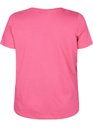 Puuvillainen lyhythihainen t-paita painatuksella, Hot Pink w. Be, Packshot image number 1