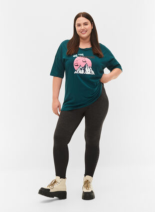 Puuvillainen t-paita painatuksella, Deep Teal/Sea Pink, Model image number 2