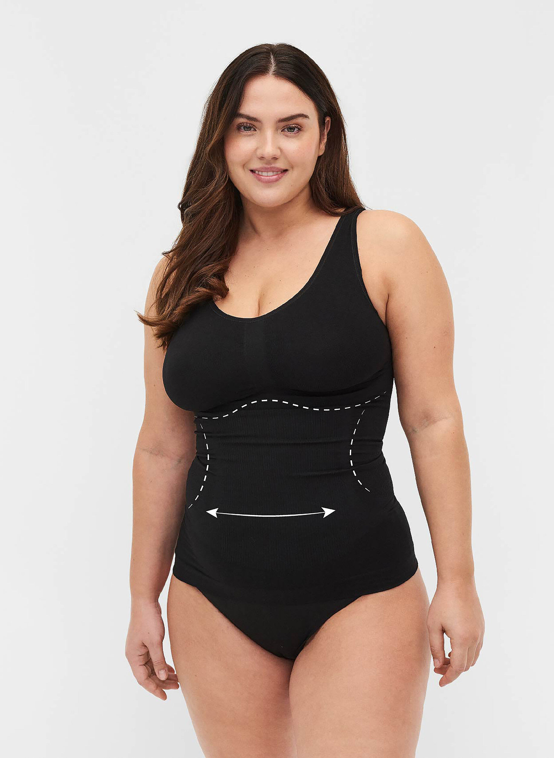 Shapewear-toppi leveill&auml; olkaimilla, Musta, Model