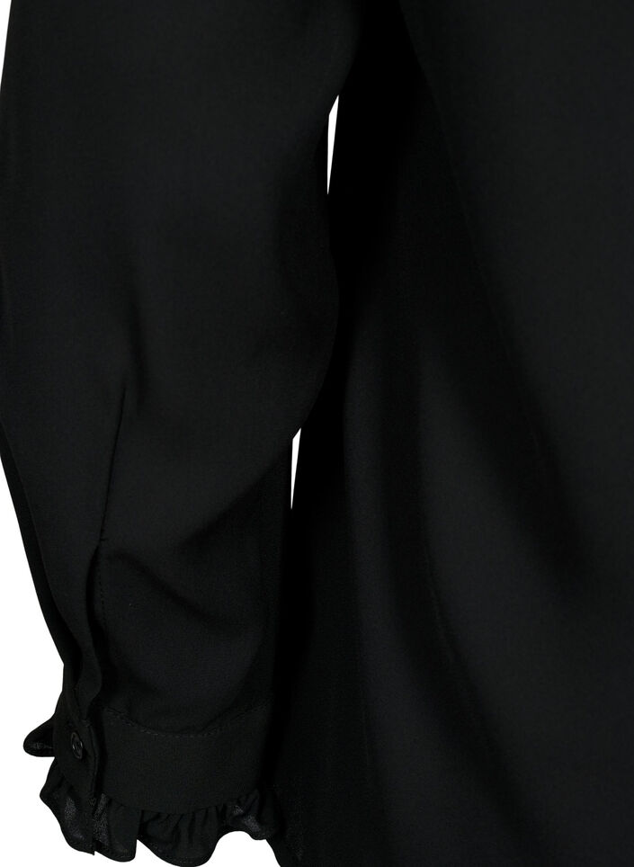 Pitkähihainen röyhelöpusero, Black, Packshot image number 3