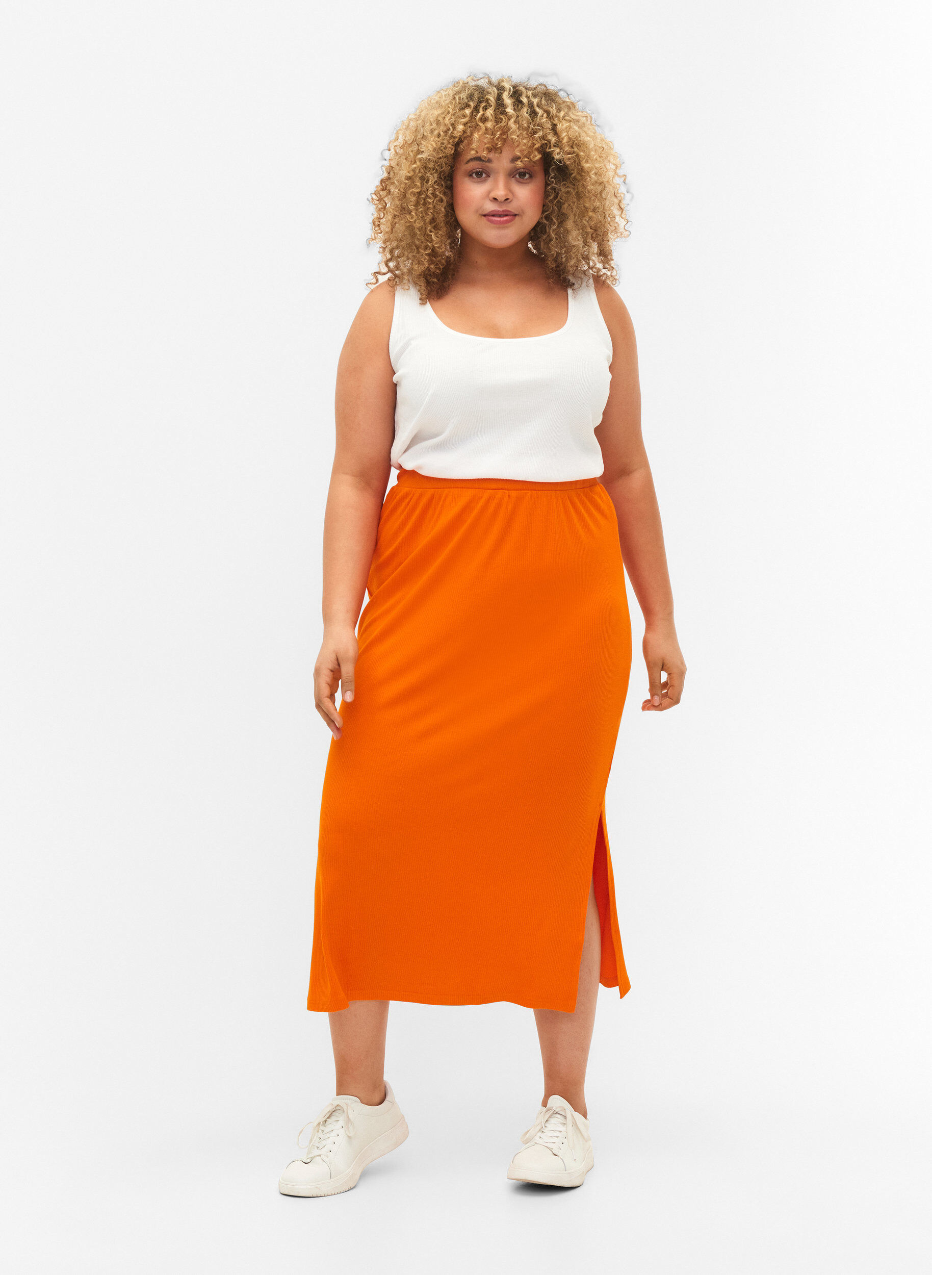 Zizzi 2 kpl pakkaus ribattuja toppeja, Black/Bright White, Model image number 2