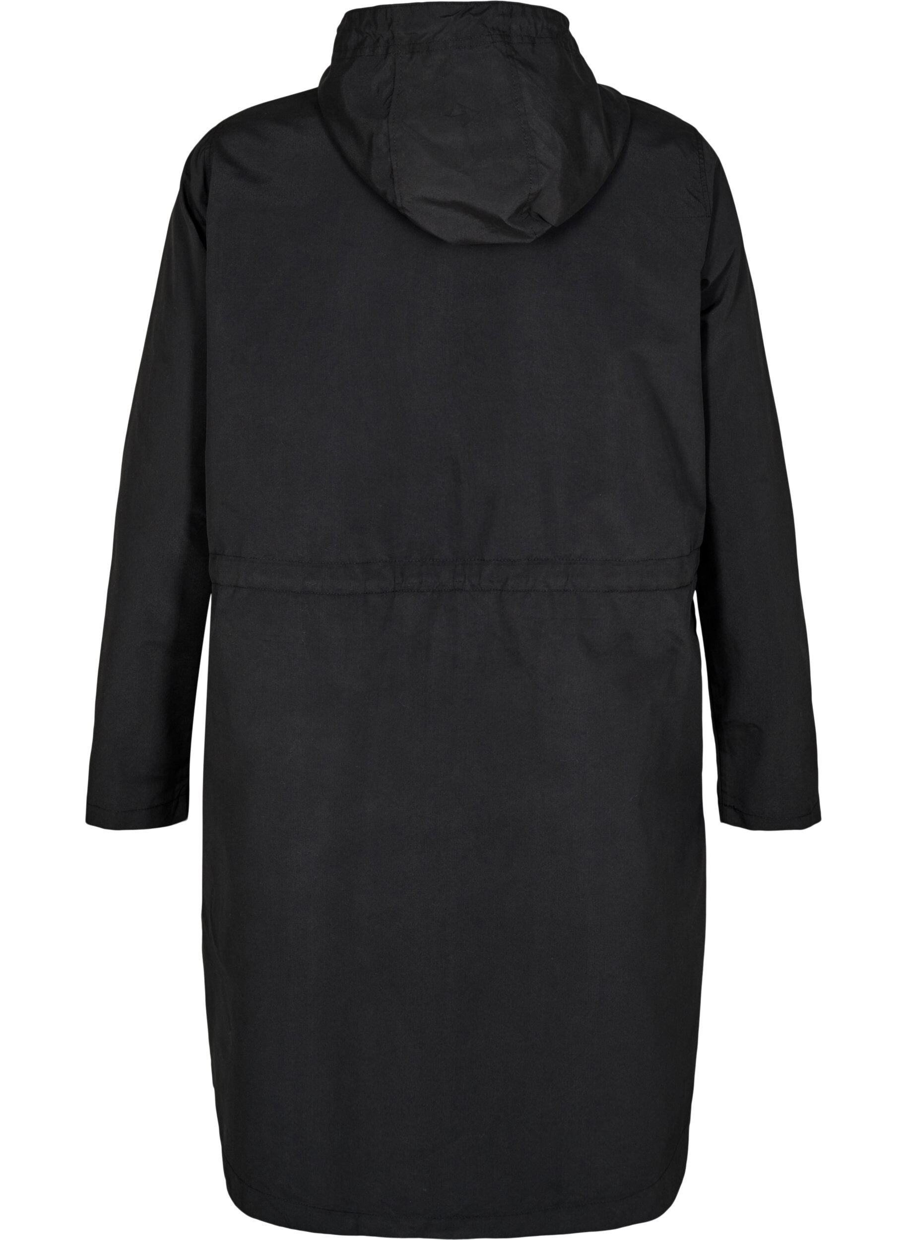 Zizzi FLASH - Kevyt hupullinen parka, Musta, Packshot image number 1