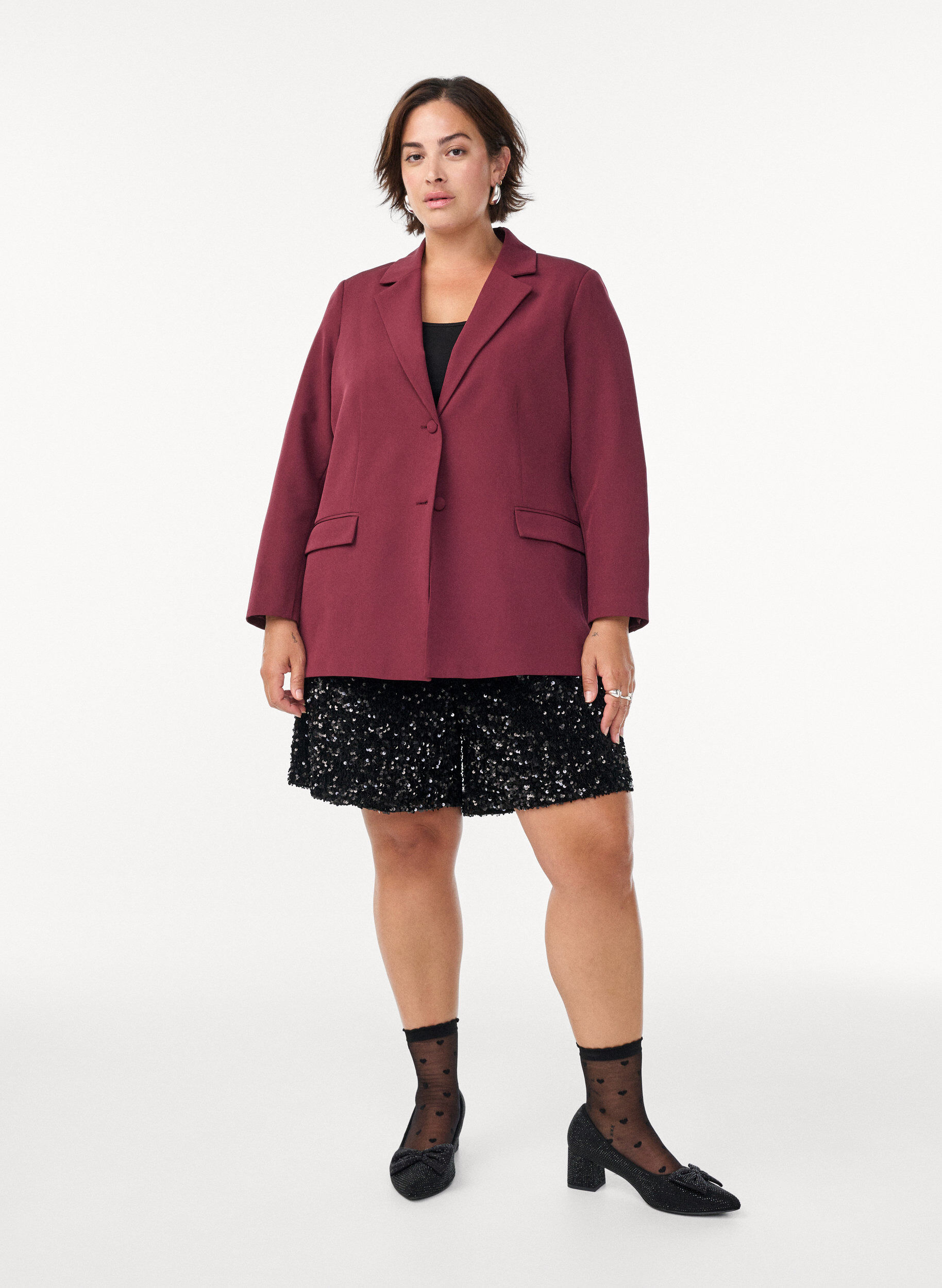 ZizziKlassinen bleiseri nappikiinnityksell&auml;, Punainen, Model image number 1