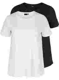 2 lyhythihaista t-paitaa puuvillasta , Black/Bright White