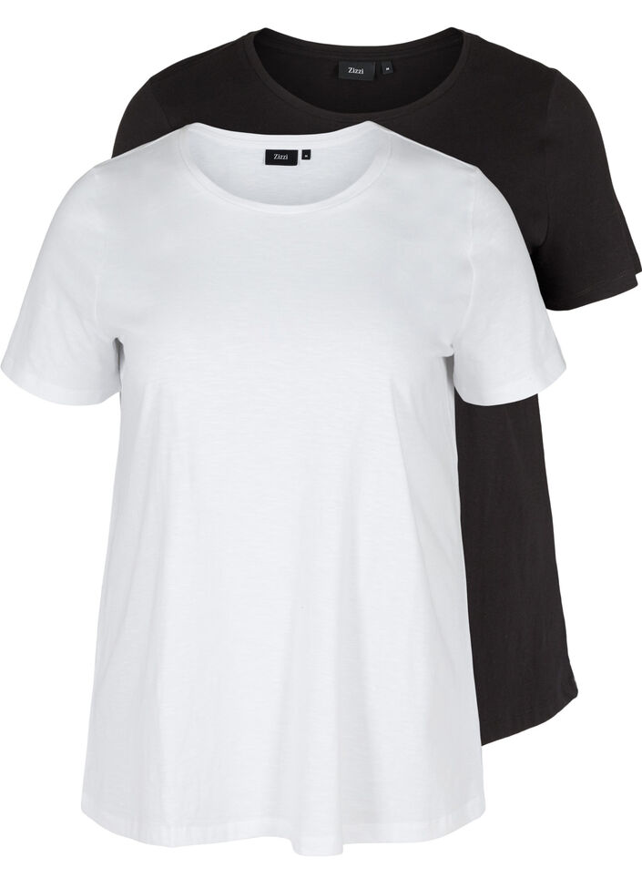 2 lyhythihaista t-paitaa puuvillasta , Black/Bright White, Packshot