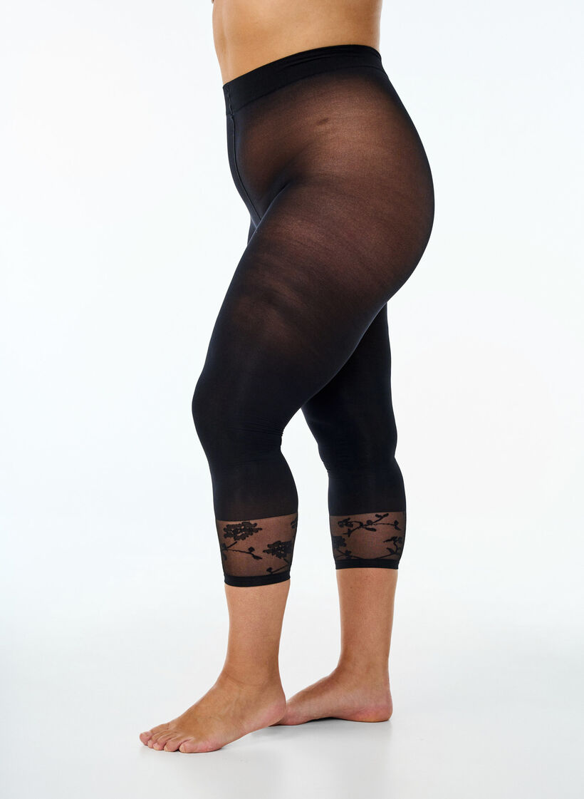 50 denierin sukkahousut pitsihelmalla, Musta, Model image number 0