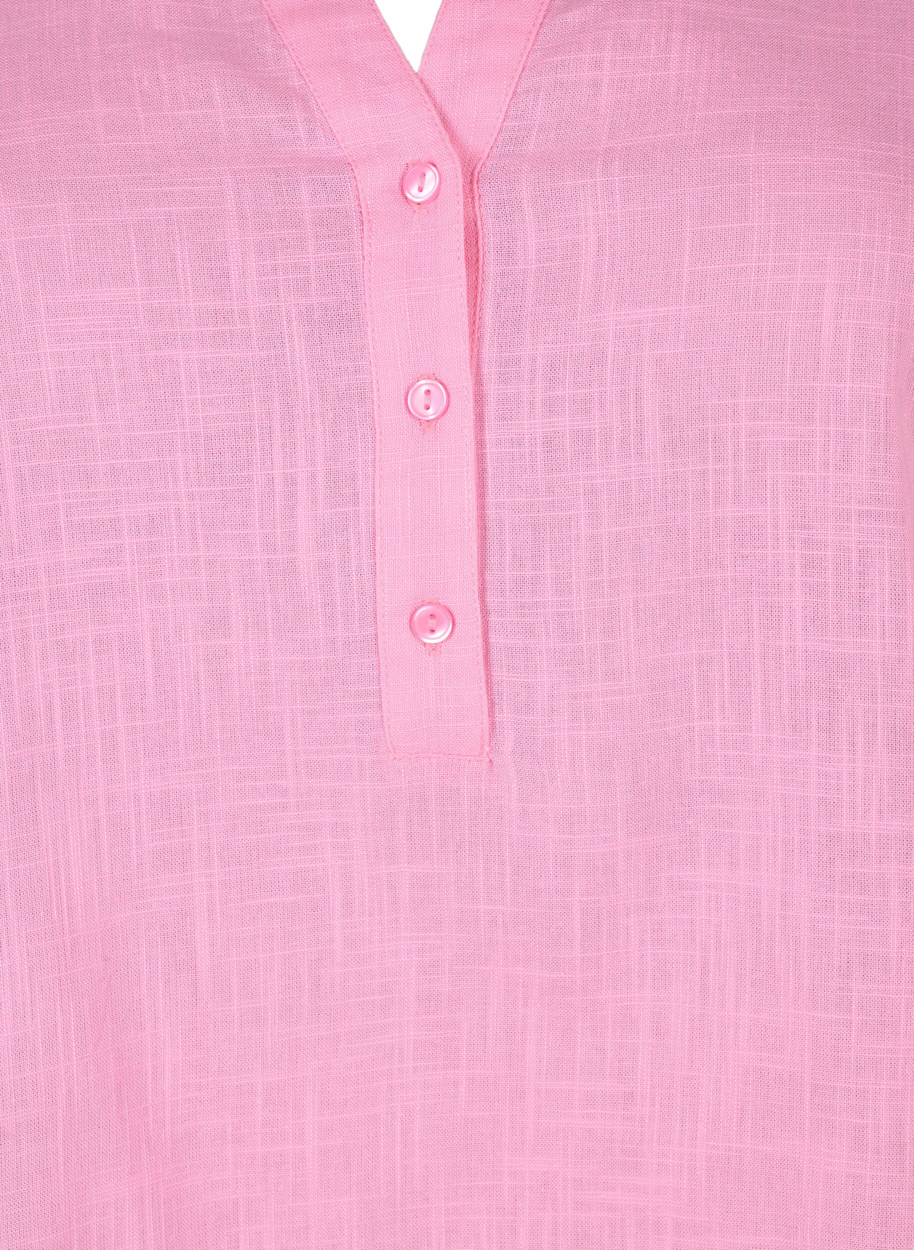 Zizzi Puuvillainen paitapusero v-aukolla, Rosebloom, Packshot image number 2