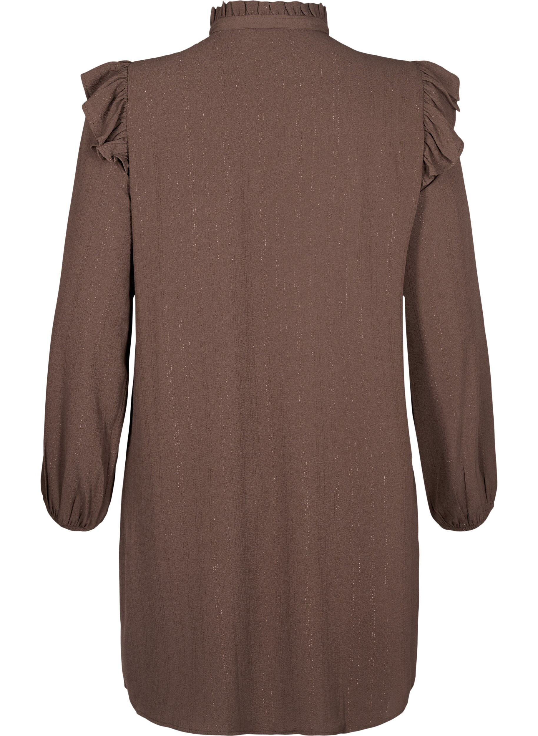 Zizzi Lyhyt mekko r&ouml;yhel&ouml;ill&auml; ja kimalteella, Ruskea, Packshot image number 1