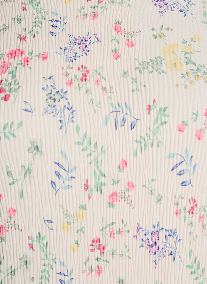 Mekko kukkakuviolla ja aaltoilevalla tekstuurilla, Beige, Packshot image number 2