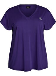 V&auml;lj&auml; treenipaita, jossa on V-p&auml;&auml;ntie, Violetti