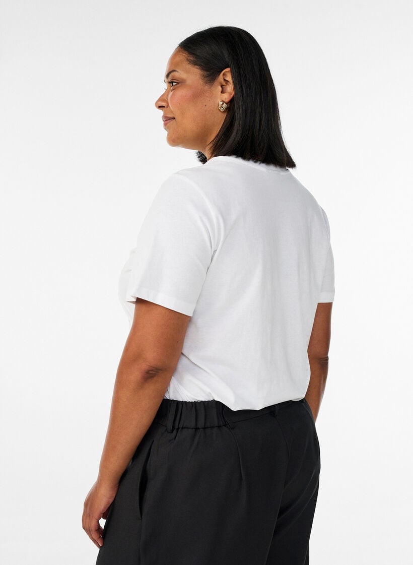 Puuvillainen T-paita printill&auml;, Valkoinen, Model image number 2