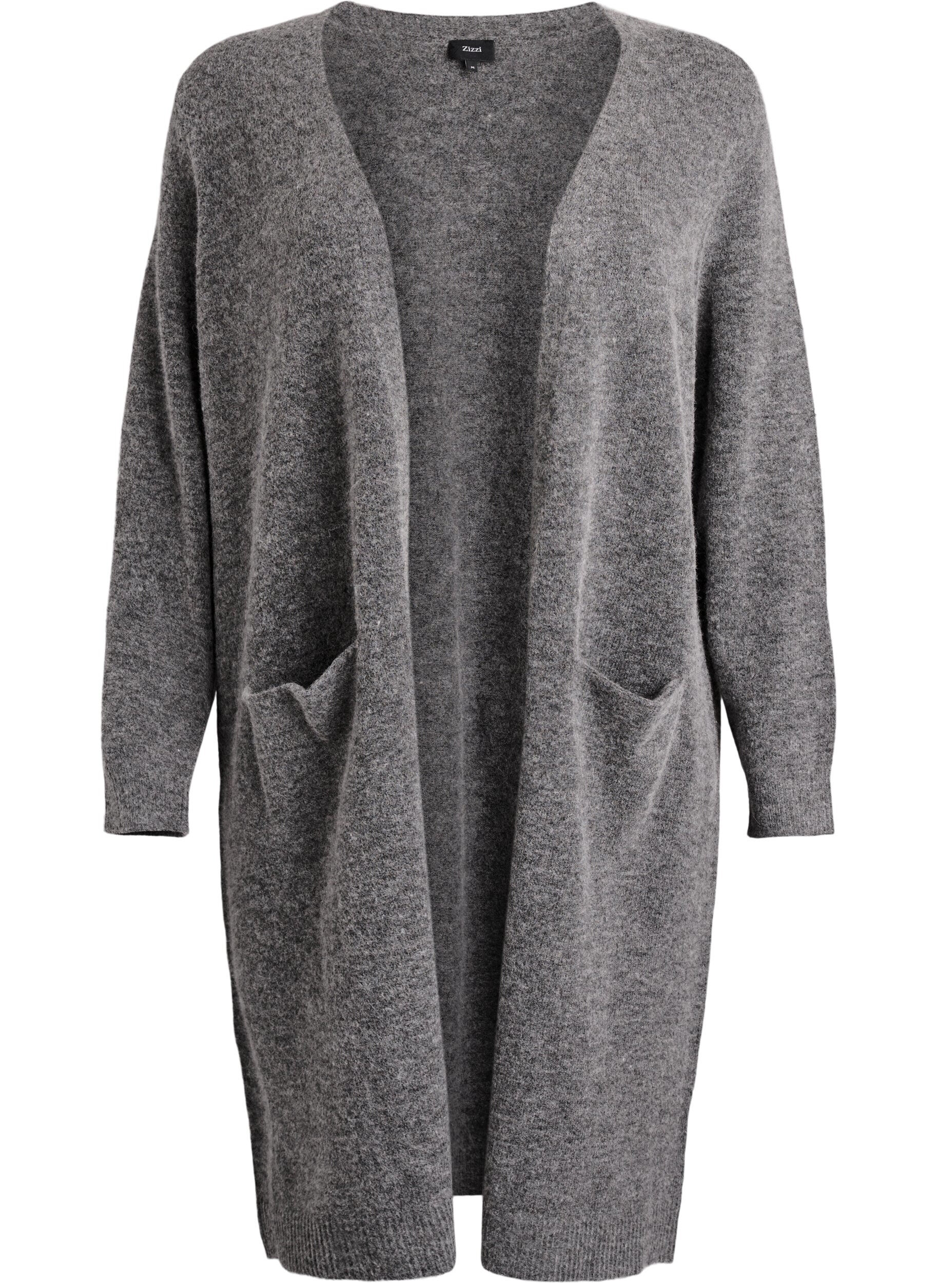 Pitk&auml; neuletakki, jossa villaa ja alpakkaa