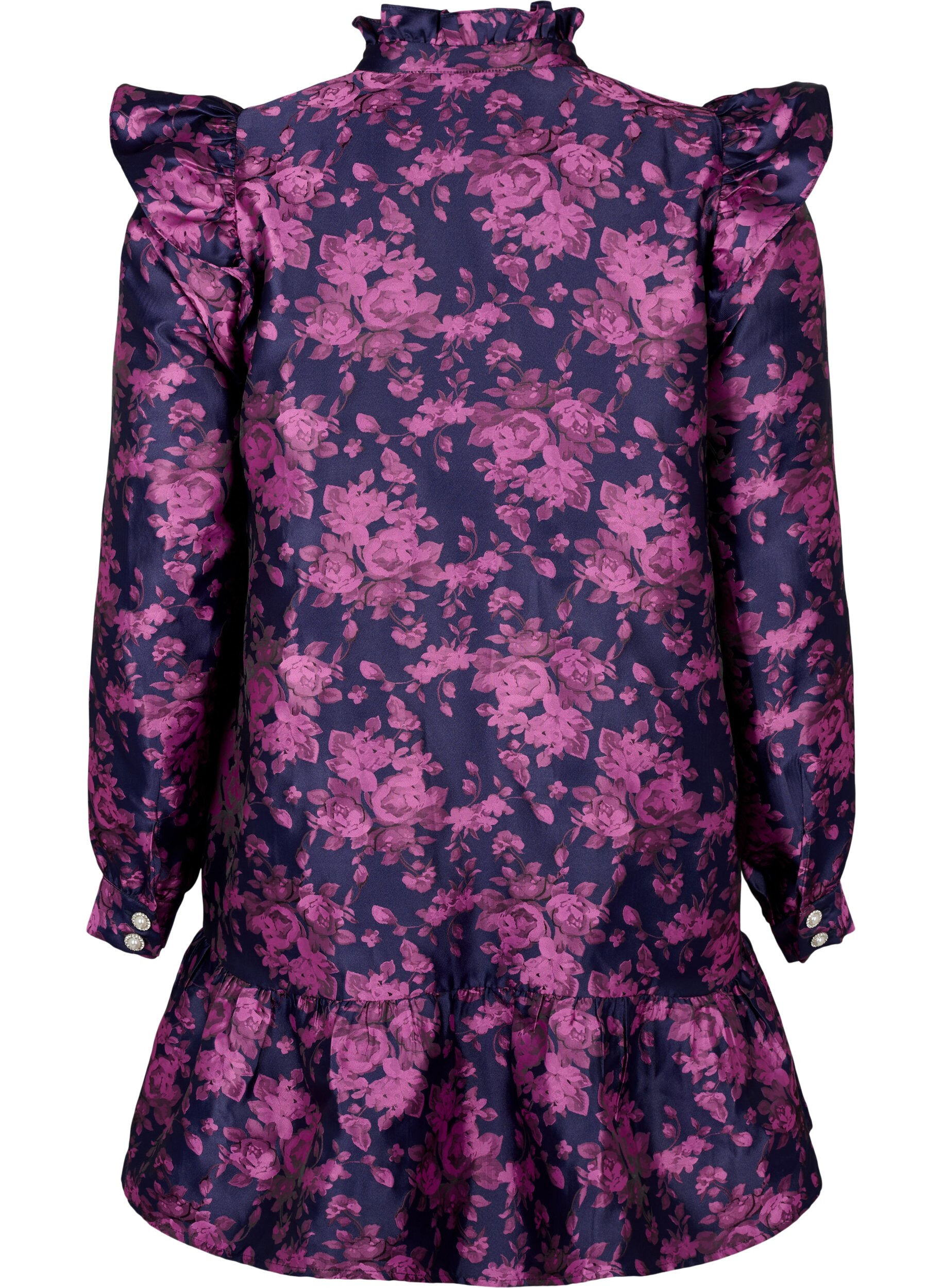 Zizzi Mekko r&ouml;yhel&ouml;yksityiskohdilla ja helminapeilla, Dark Blue Pink, Packshot image number 1