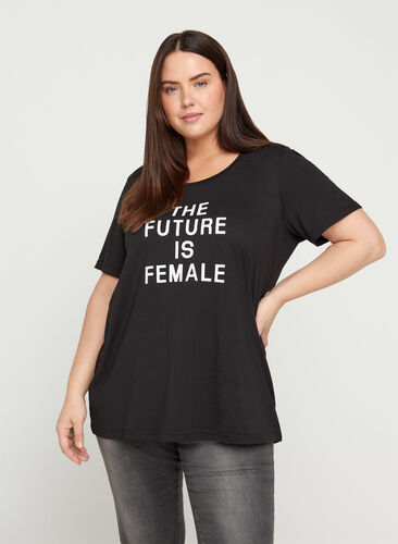 T-paita printillä, Black FUTURE , Model image number 0