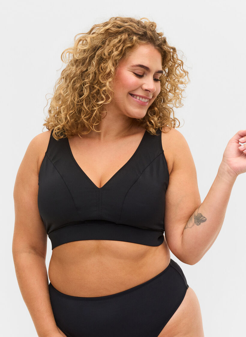 Bikiniyläosa v-aukolla, Black, Model image number 0