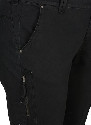 Slim fit farkkucaprit taskuilla, Black, Packshot image number 2