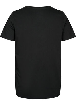 Lyhythihainen t-paita v-pääntiellä, Black, Packshot image number 1