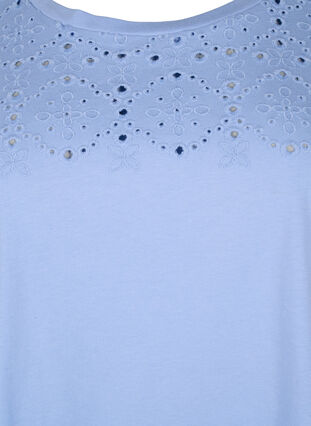 Luomupuuvillasta valmistettu T-paita broderie anglaise -reunuksella, Serenity, Packshot image number 2