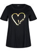 Puuvillainen T-paita printillä, Black w. Gold Love, Packshot image number 0