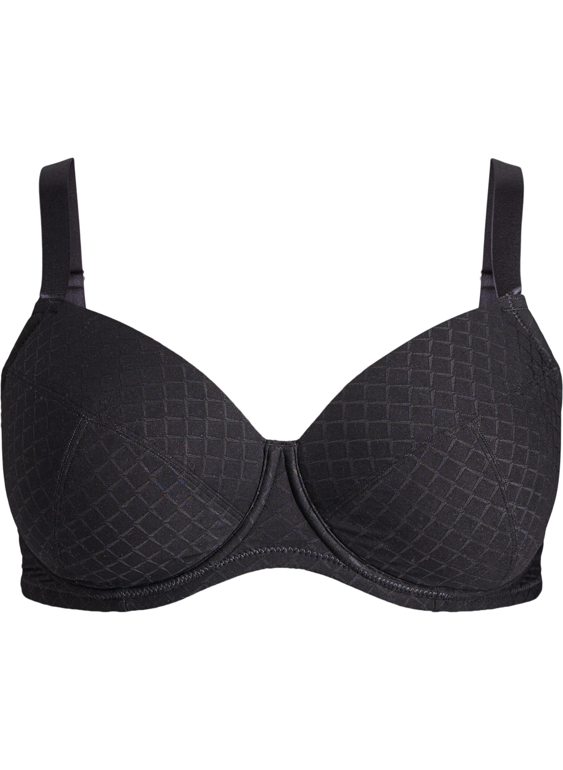 ZizziTopatut mikrokuiturintaliivit ruutukuviolla, Musta, Packshot image number 0