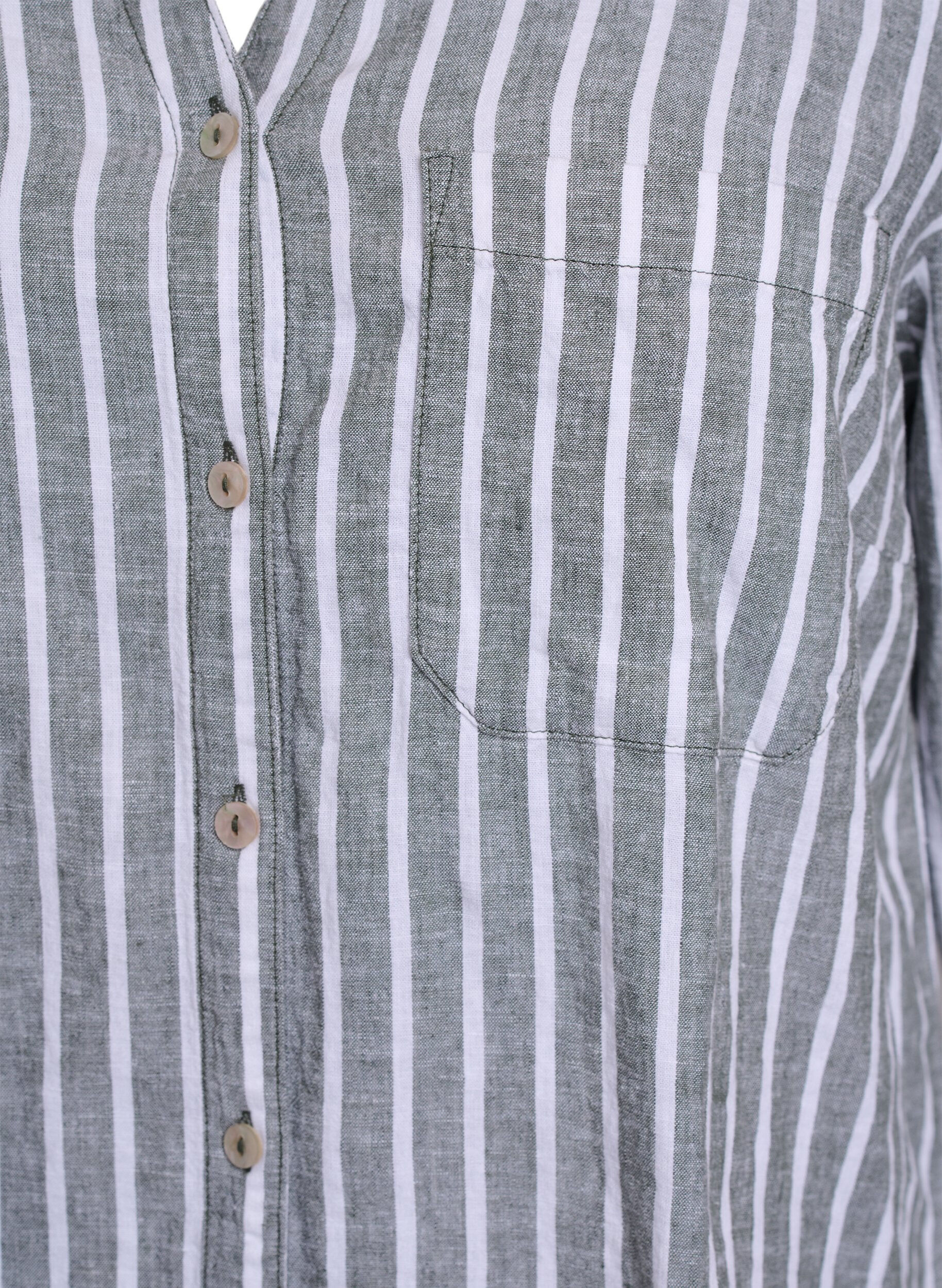 Zizzi Paita pellavaa ja viskoosia, 3/4-hihoilla, Vihre&auml;, Packshot image number 2