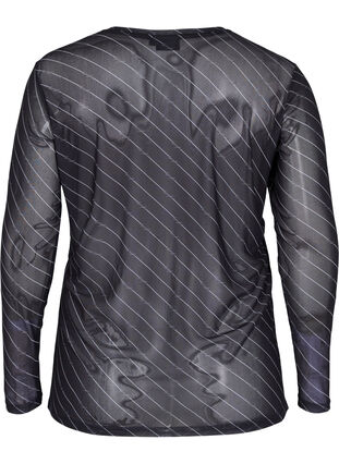Kuosillinen pusero mesh-kankaasta, Black AOP, Packshot image number 1