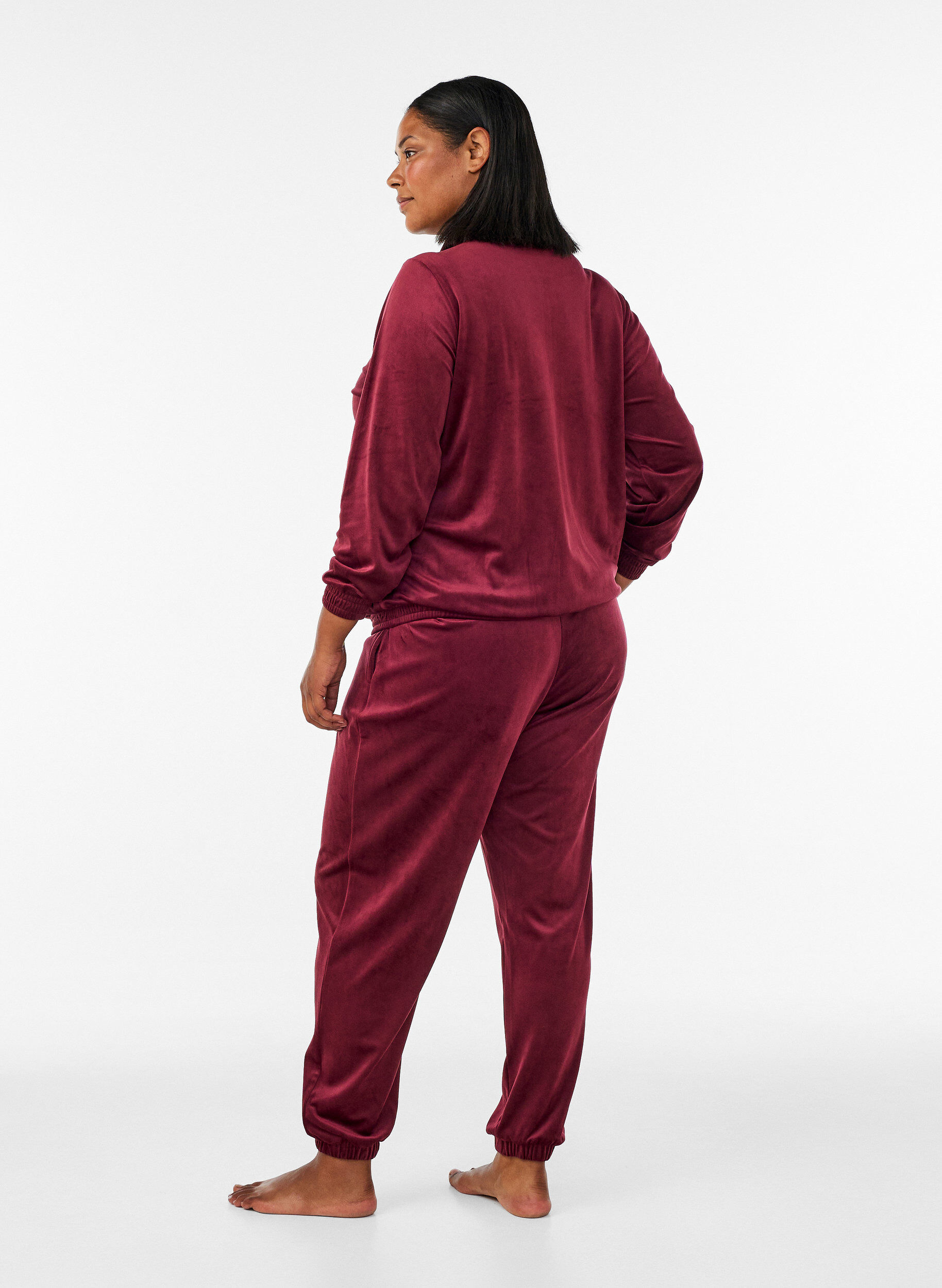 ZizziRennot velourhousut, Punainen, Model image number 1