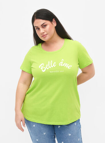 Puuvillainen t-paita printillä, Lime Green w. Bella, Model image number 0