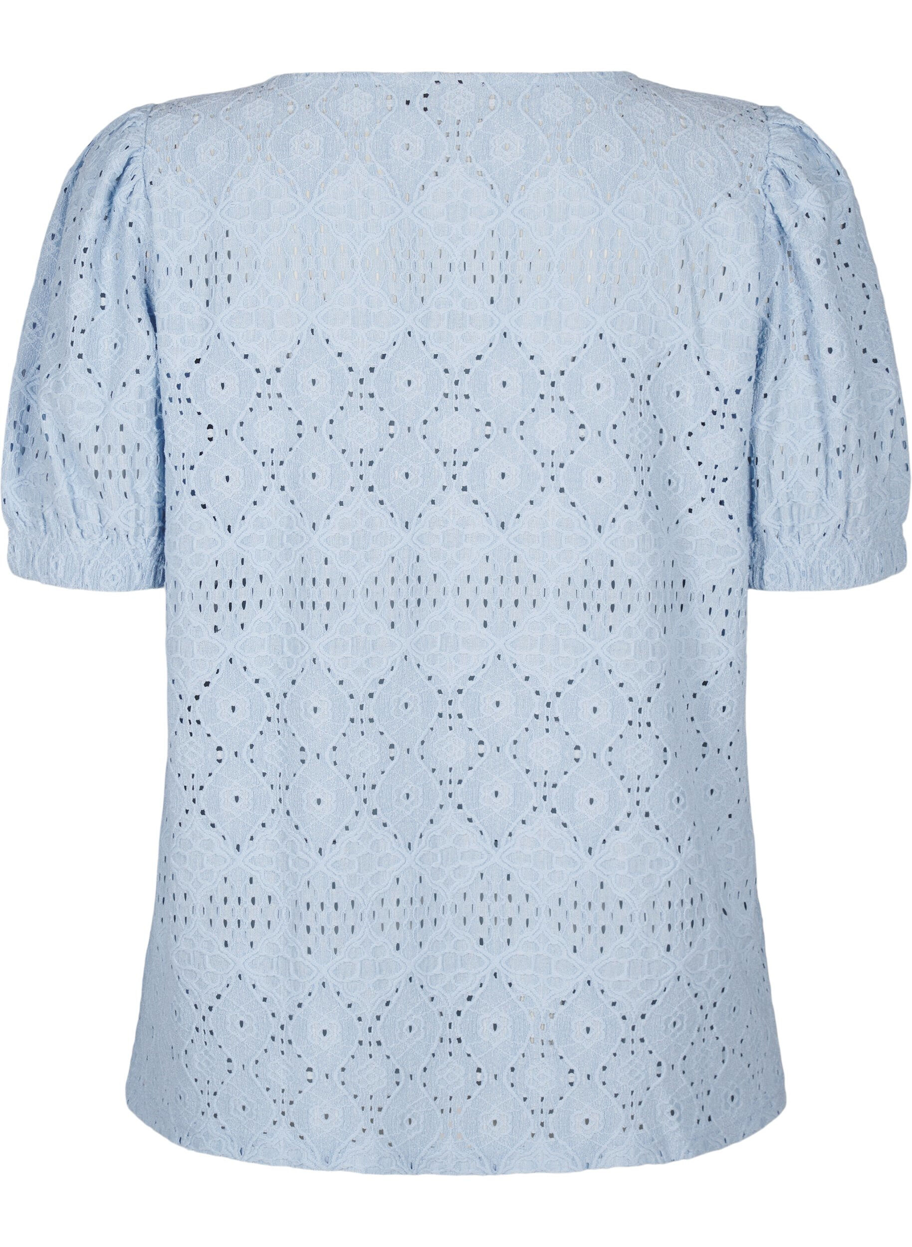 ZizziLyhythihainen pusero, jossa on pitsikuviointi., Cashmere Blue, Packshot image number 1