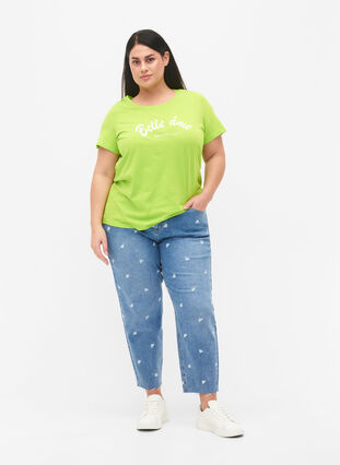 Puuvillainen t-paita printillä, Lime Green w. Bella, Model image number 2