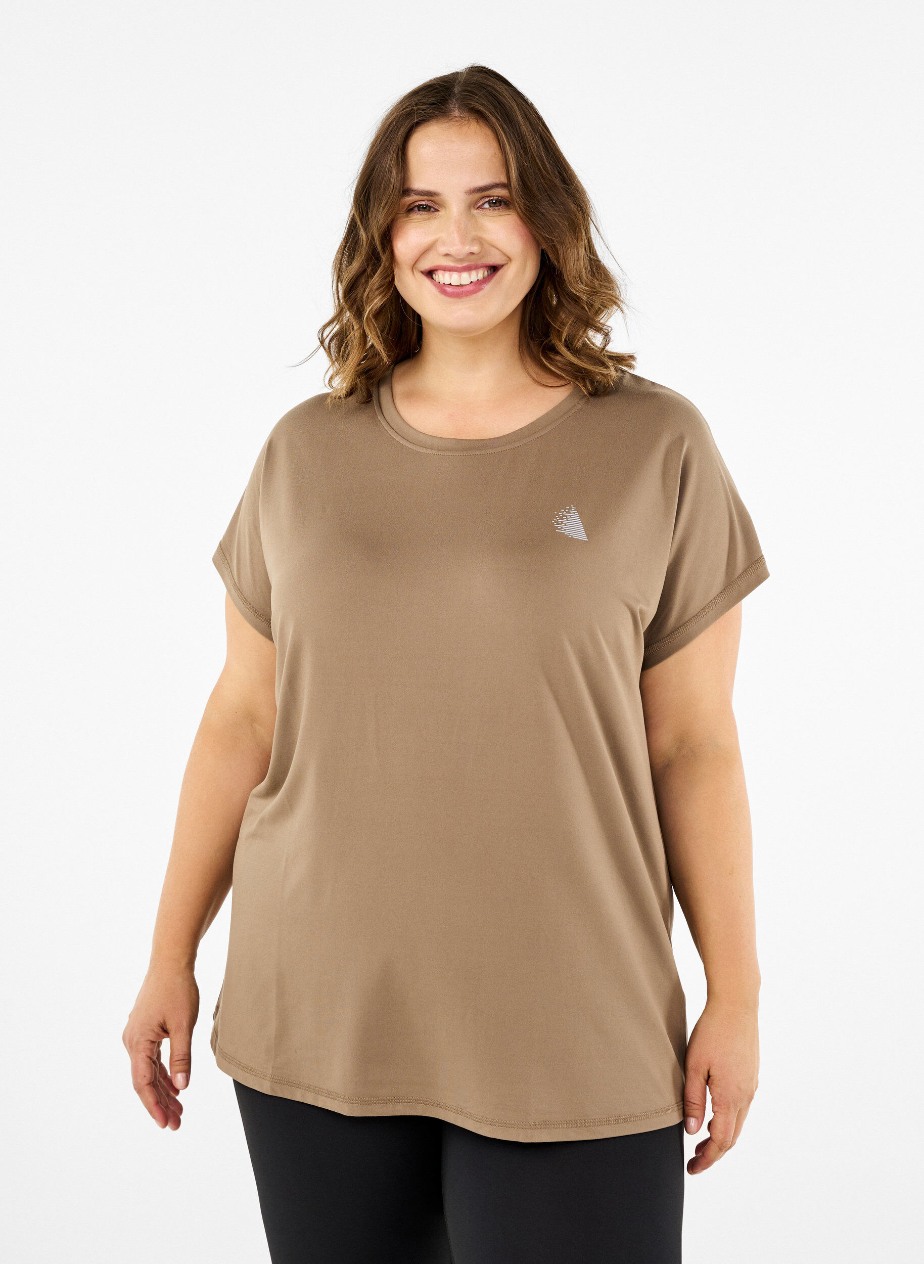 Zizzi Yksiv&auml;rinen treenipaita, Beige, Model image number 0