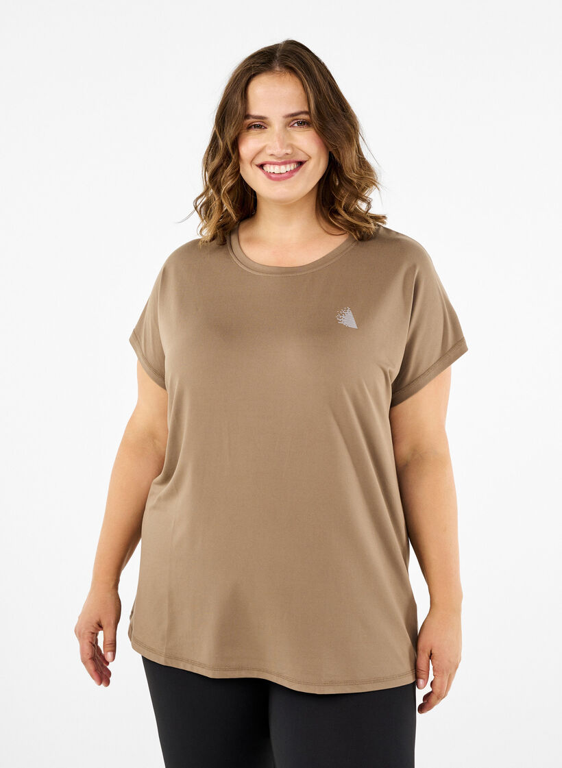 Yksivärinen treenipaita, Beige, Model image number 0
