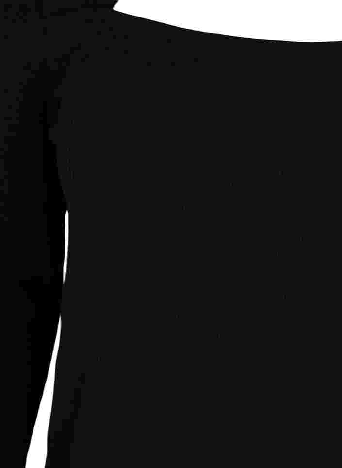 Pitkähihainen pusero kauniilla leikkauksella, Black, Packshot image number 2