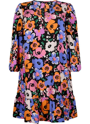 Kukallinen mekko v-pääntiellä, Vibrant Flower AOP, Packshot image number 0