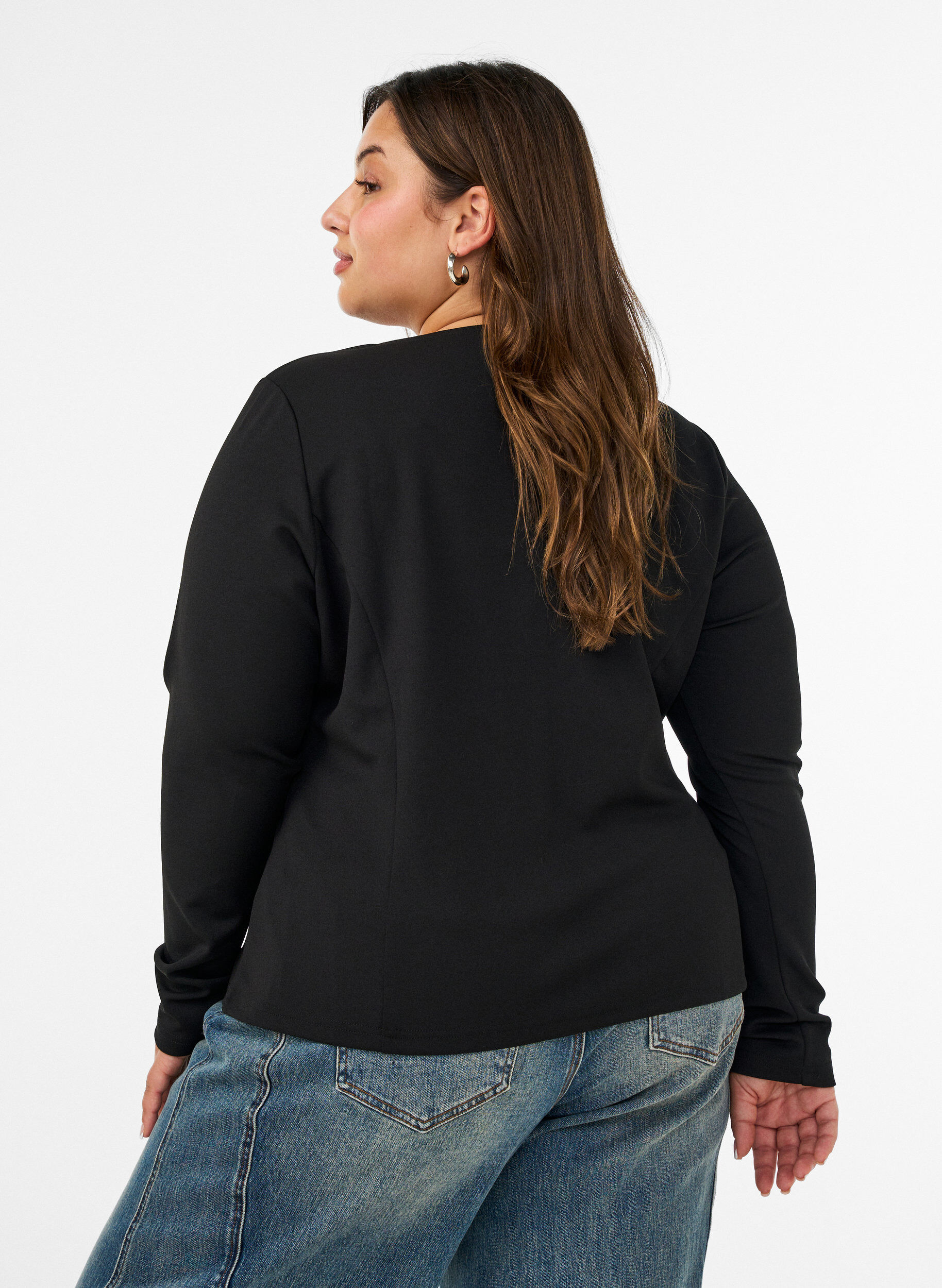 ZizziVartalonmy&ouml;t&auml;inen neuletakki solmukiinnityksill&auml;, Musta, Model image number 2