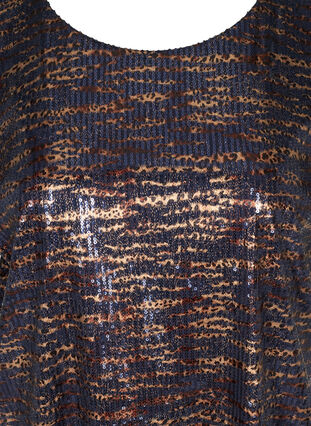 Lyhythihainen paljettimekko pyöreällä pääntiellä, Blue Brown Sequins, Packshot image number 2