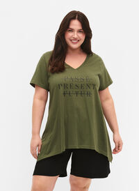 Puuvillainen t-paita lyhyillä hihoilla, Thyme PRESENT, Model
