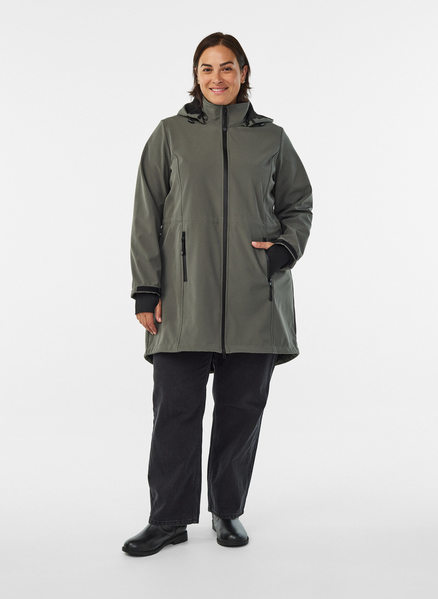 Zizzi Softshell-takki irrotettavalla hupulla, Harmaa, Model image number 1