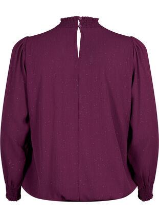 FLASH - Pitkähihainen pusero, jossa on smokkaus ja kimalletta.	, Purple w. Silver, Packshot image number 1