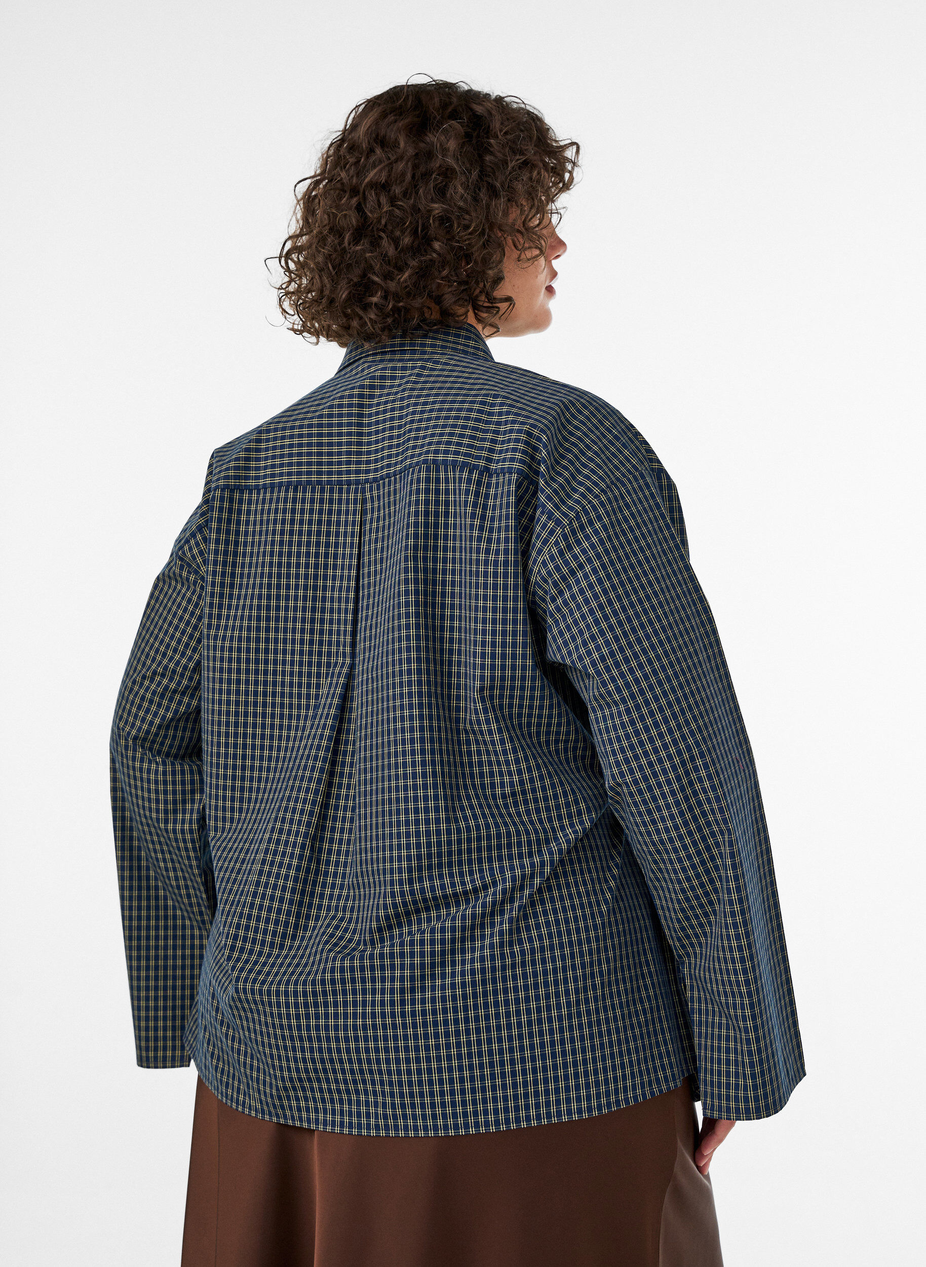 ZizziPuuvillapaita ruutukuosilla ja piilonappikiinnityksell&auml;, Sininen, Model image number 2