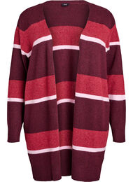 Pitkä neuletakki leveillä raidoilla, Tumma Bordeaux