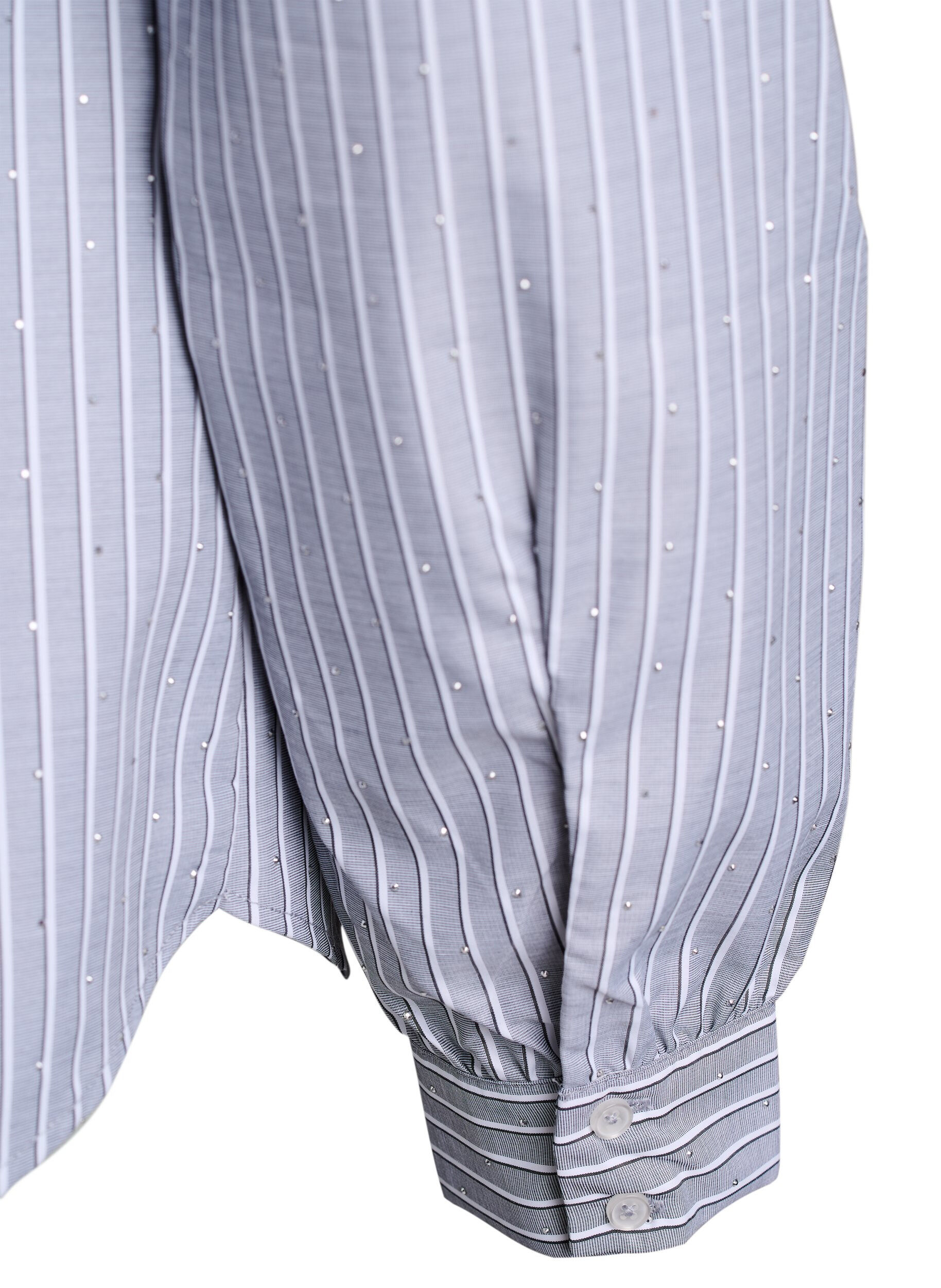 Zizzi Raidallinen paita niiteill&auml;, Musta, Packshot image number 3