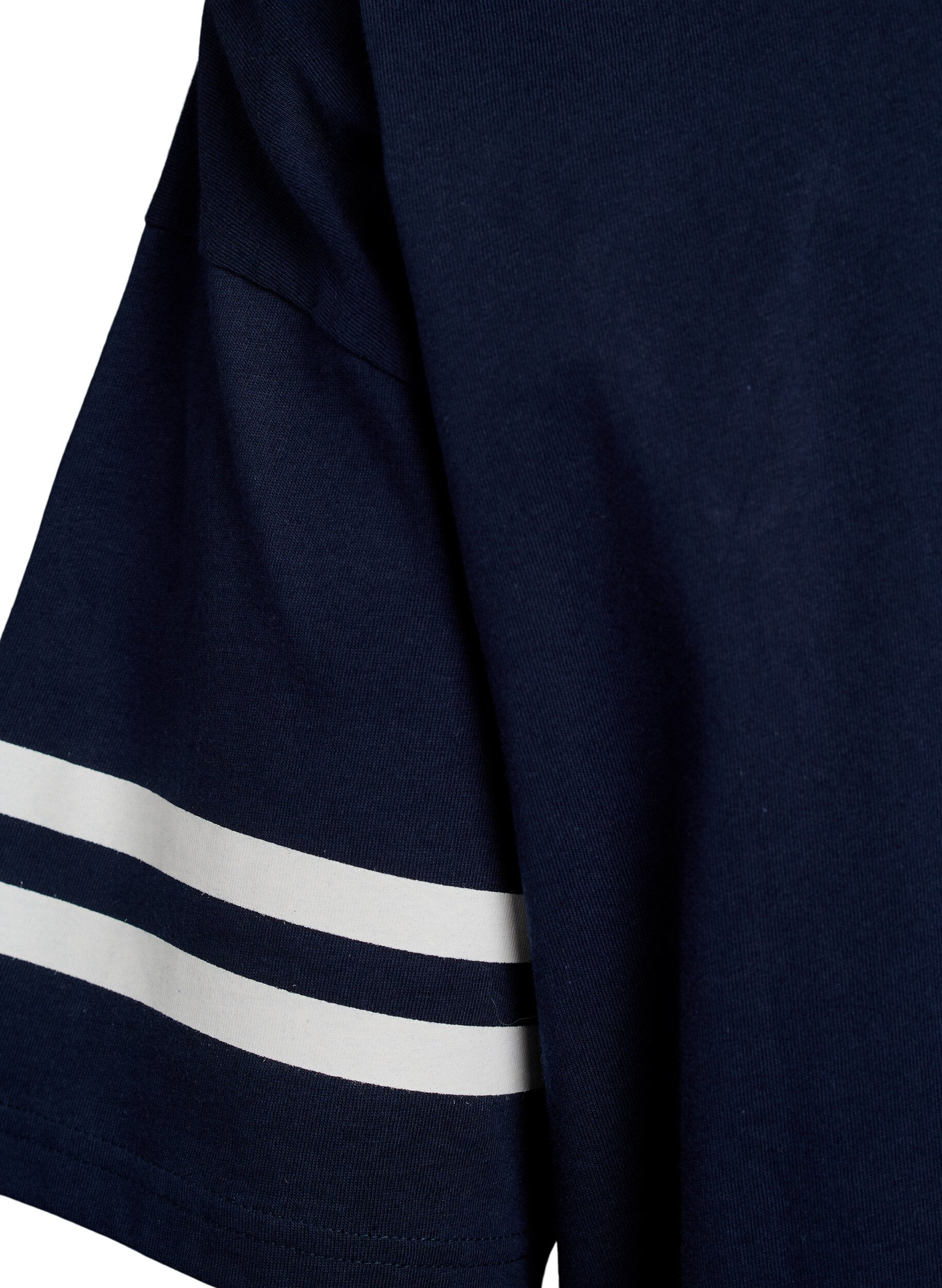 Zizzi Sporttinen oversize-kokoinen college-T-paita, Sininen, Packshot image number 3