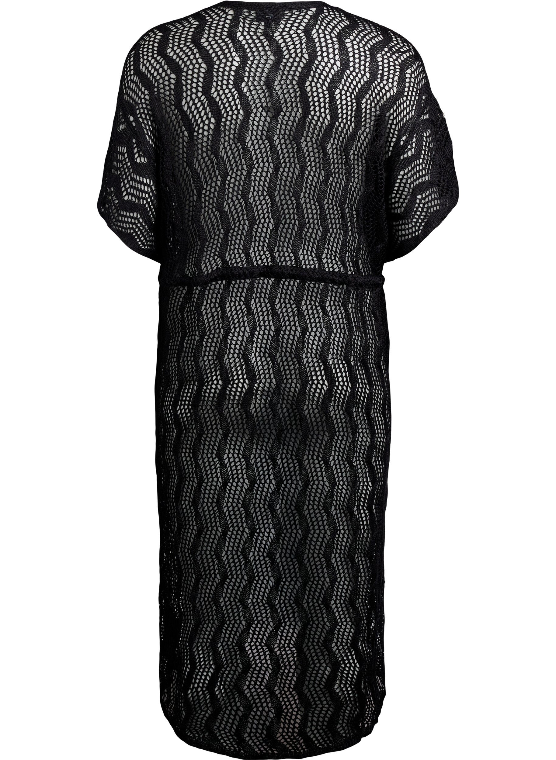 Zizzi Rantakimono solmittavalla vy&ouml;ll&auml;, Musta, Packshot image number 1